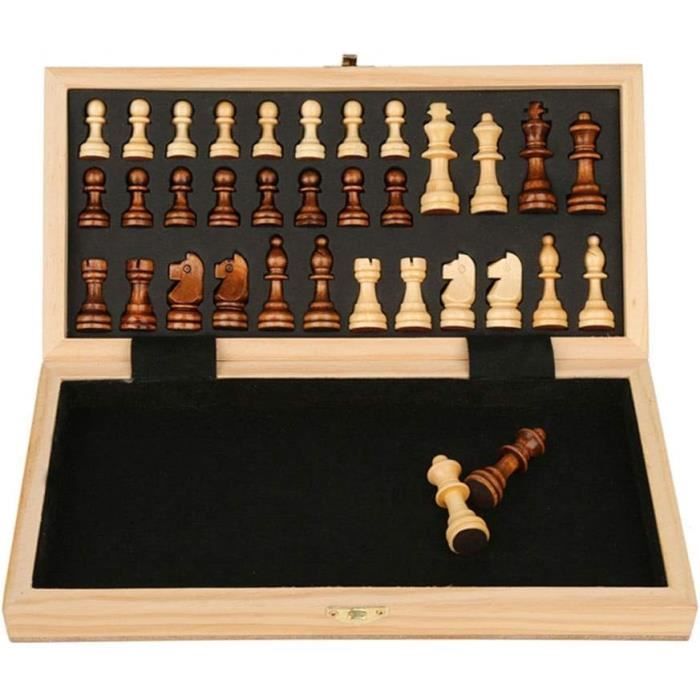 échecs Magnétiques Adultes Enfants Jeu D'échecs Magnétique WOODENFUN - Bois Noyer Pin 40x40cm