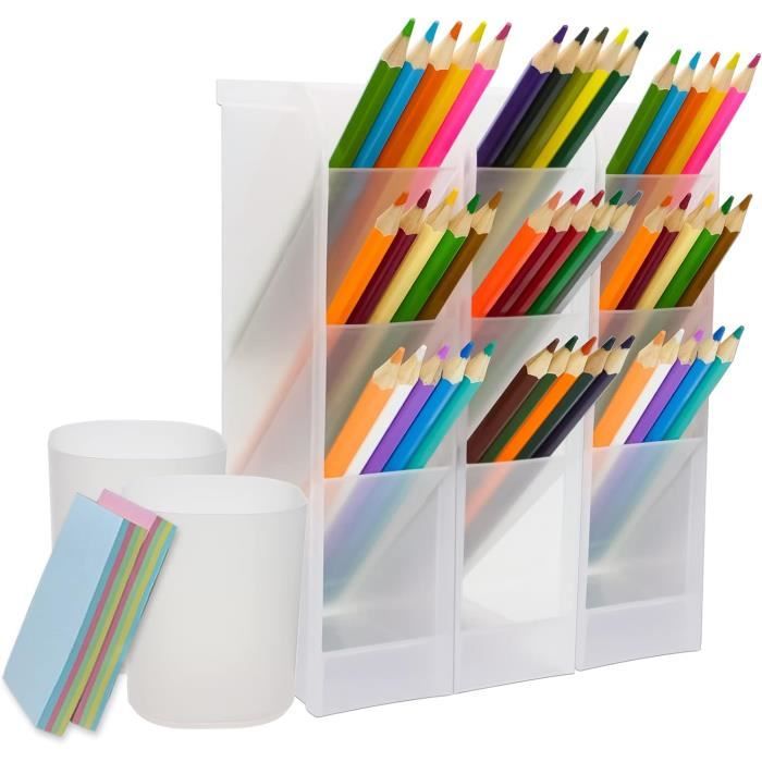 Prmape 6 Pièces Pot à Crayon Acrylique Transparent Carré - Rangement Multifonction Bureau Et Maquillage
