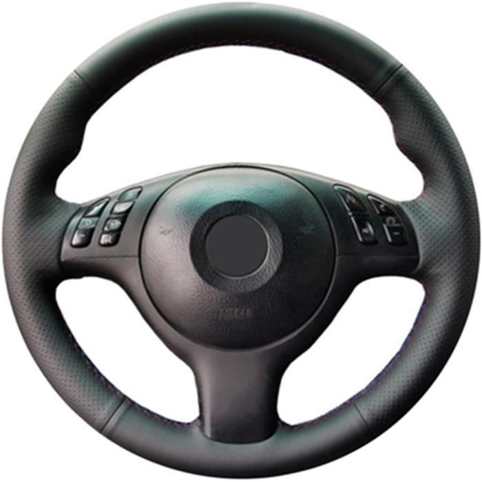 Housse De Volant Sur Mesure Pour BMW E46 Coupé - Cuir Noir Lisse Et Perforé, Couture Au Choix, Neuve