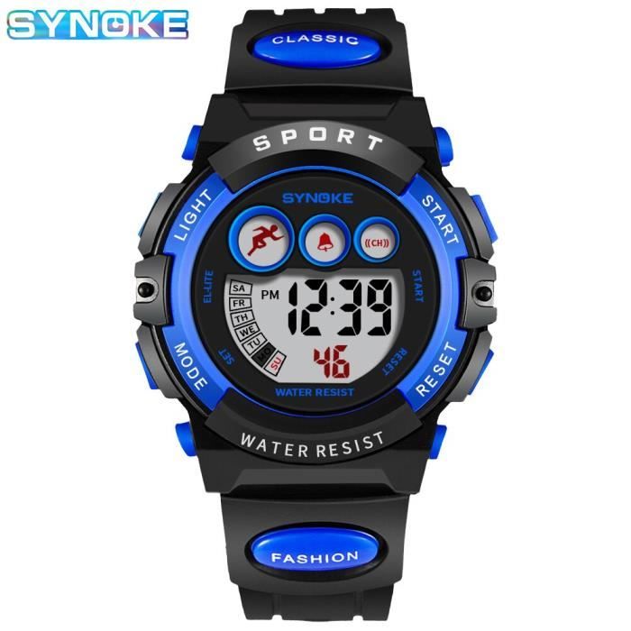 Montre Digitale Enfant étanche 30 M - 7 Couleurs LED, Affichage Heure/date/alarme, Bracelet Silicone