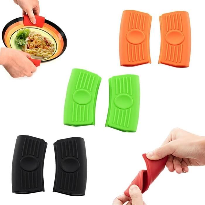 Lot 6 Manchons Silicone Poignées Casserole – Antidérapants, Résistants Chaleur 240°C, Rose Gris Bleu, Protection Anti-Brûlure Universelle