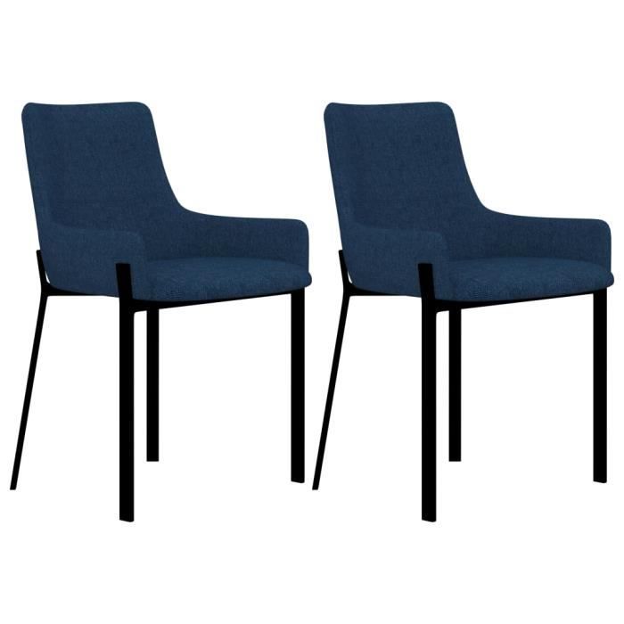 Chaises de salle à manger 2 pcs Bleu Tissu YES #3 - Cdiscount Maison