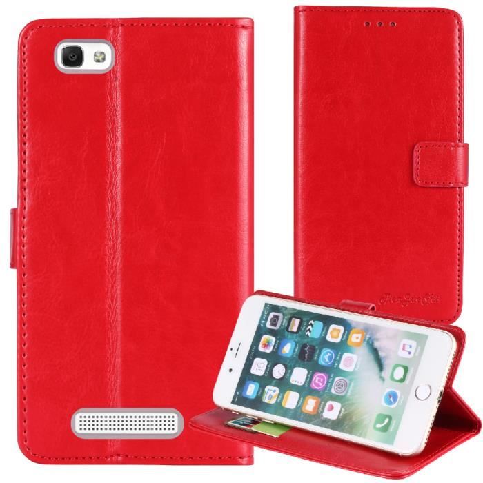 YLYH Rouge Flip Cuir Housse Coque Pour Logicom Le Prime 5.45 inch Étui Cas  Couverture Gel Case Portefeuille Cover - Cdiscount Téléphonie