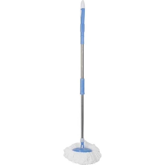 Balai Serpillère Rotatif 360° - Sans Pédale - Poignée Acier Inox - Remplacement Tampon Microfibre