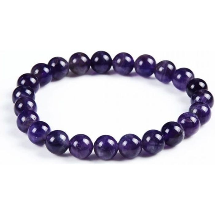 Bracelet En Argent 925 Rhodié Avec Améthyste - Longueur 16cm Extensible - Femme - Neuf