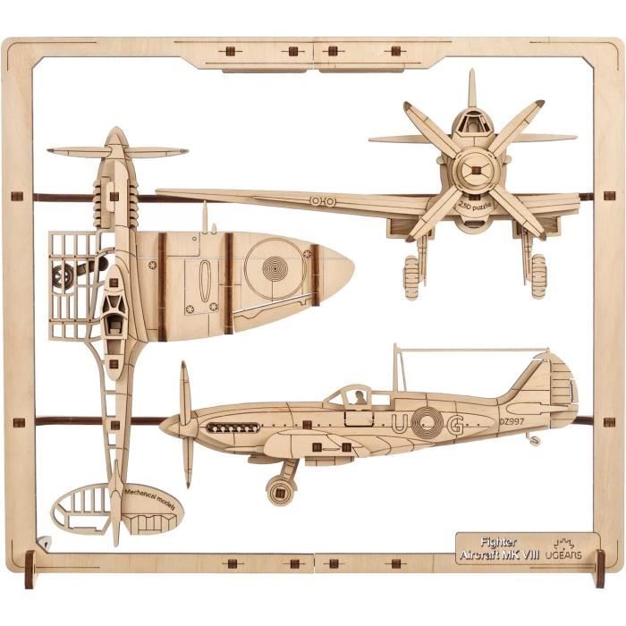 Avion de Chasse Puzzle 2.5D - Maquette en Bois à Construire Adulte