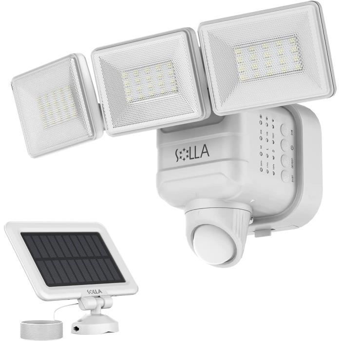 MONZER - Lot De 2 Projecteurs Solaires Extérieurs 180 LEDs 2000LM - Détecteur De Mouvement, IP65, 3 Modes, Pour Jardin/garage