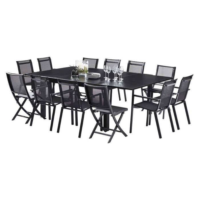 Salon De Jardin Black Star 12 L150 Full Verre 8 Fauteuil 4 Chaises