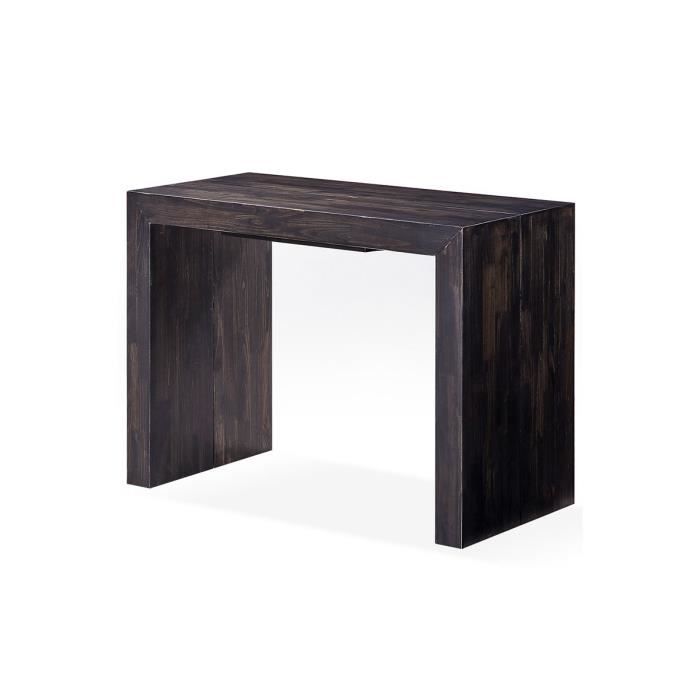 Bois Massif Table Console Extensible 4 Rallonges Brun Moka Stock