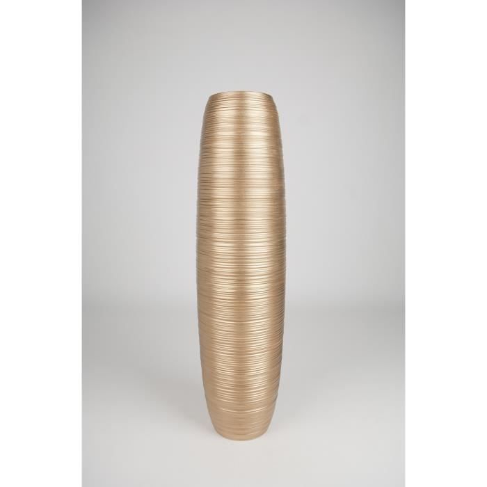Grand Vase Décoratif 90 cm, Bois du manguier, Doré