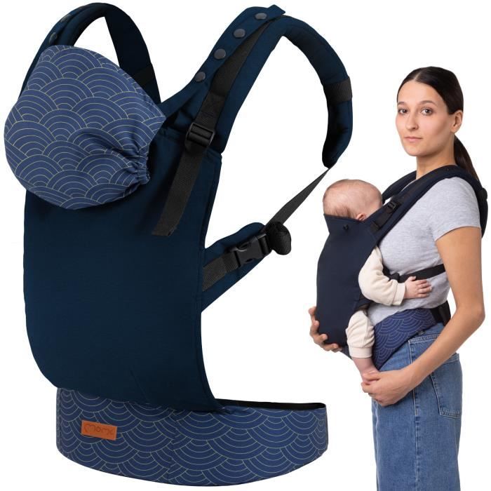 MoMi COLLET Porte-bébé Ergonomique - Jusqu'à 20 kg - Avant/arrière - Hypoallergénique - Bleu marine