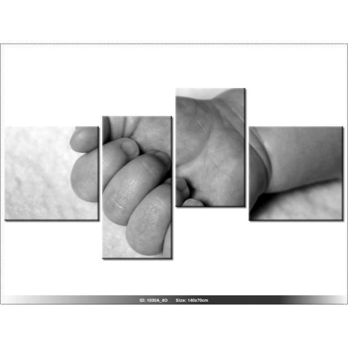 140 X 70cm Main De Bebe Noir Et Blanc Tableau Multi Panneaux Moderne Deco New Design Cdiscount Maison