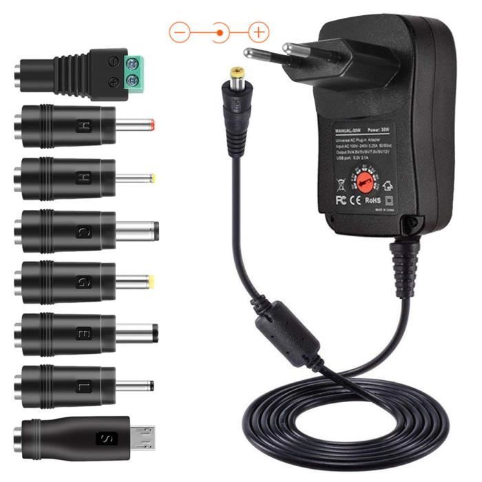 6 In 1 AC DC Netzteil Adapter 5V 2.1A USB 30W 3V/4.5V/5V/6V/7.5V/9V/12V☻ 