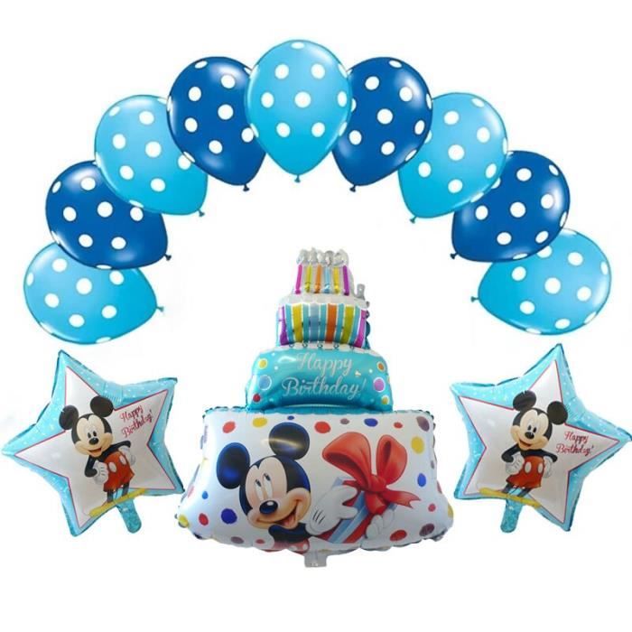 Mc1934 13 Pieces Ensemble Bebe Garcon Ou Fille Anniversaire Ballons Enfants Joyeux Anniversaire Mickey Minnie Gateau Feuille Ballo Cdiscount Maison