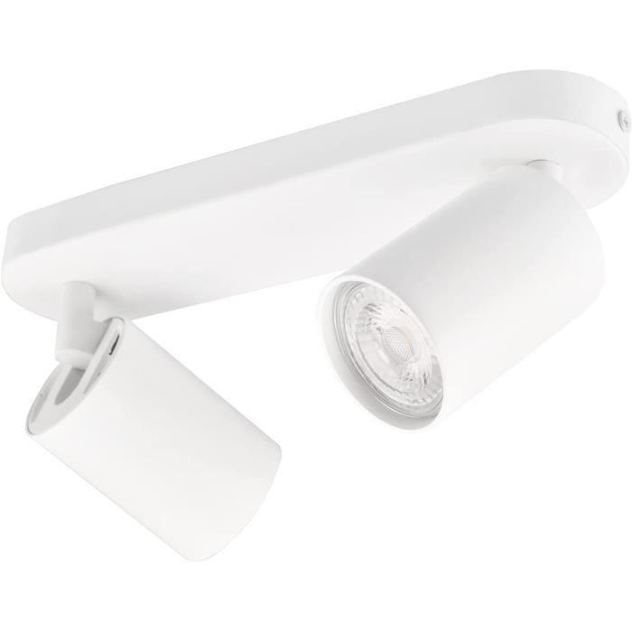 Plafonnier LED 2 Spots Orientables 2 GU10 Spots de plafond Pivotants &  Orientables ,Applique murale LED Blanc mat ,livré sans [526] - Cdiscount  Maison