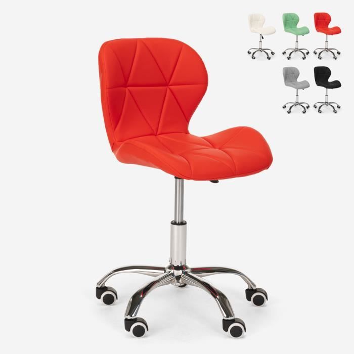 chaise pivotante tabouret de bureau roues réglables en hauteur ratal - rouge - franchi - contemporain - design