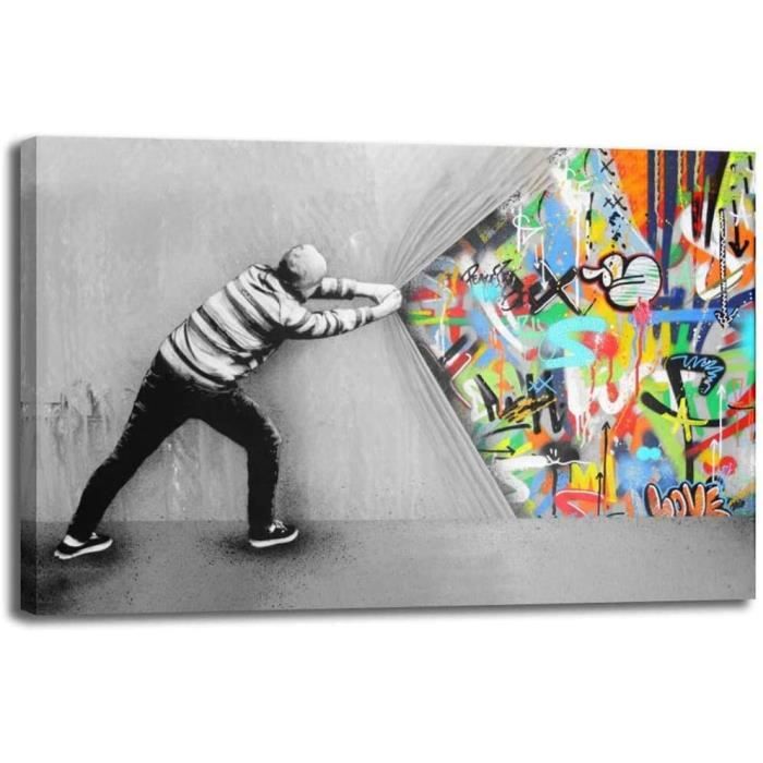 MJEDC Banksy Graffiti Toile Art Décor There is Always Hope Tableau Street Art Impression sur Toile Tableau Décoration murale salon moderne Avec Cadre (There is Always Hope, 30x50cm(11.8x19.7inch