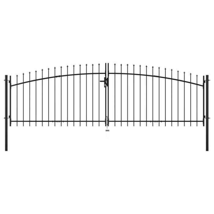 vidaXL Double portail avec haut en lance 400x150 cm