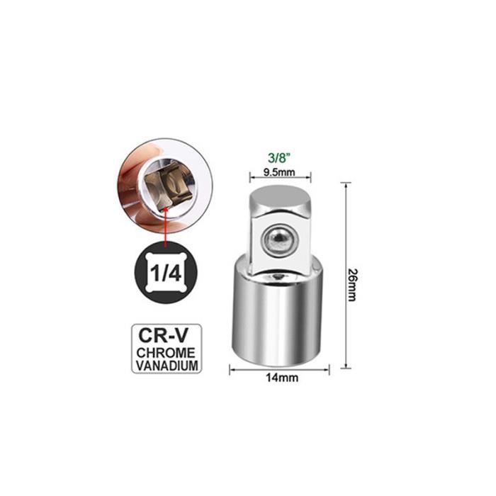 Kit De 4 Adaptateurs De Douille - Conversion 1/4", 3/8", 1/2" En Acier Chrome-molybdène, Pour Cliquet Et Clés à Choc