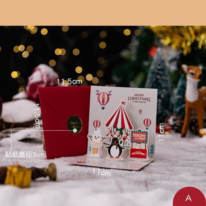 Carte De Vœux Pop-Up 3D Merry Christmas - Père Noël Hexagonale - Avec Enveloppe - Décoration Table & Vitrine - 4
