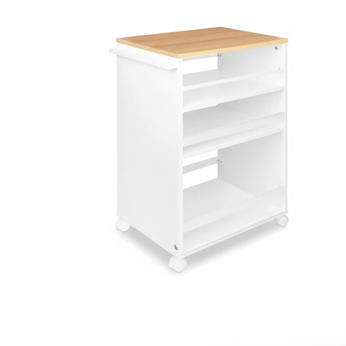 Chariot à niche Chariot de service sur roulettes 50x38x79cm blanc et chêne