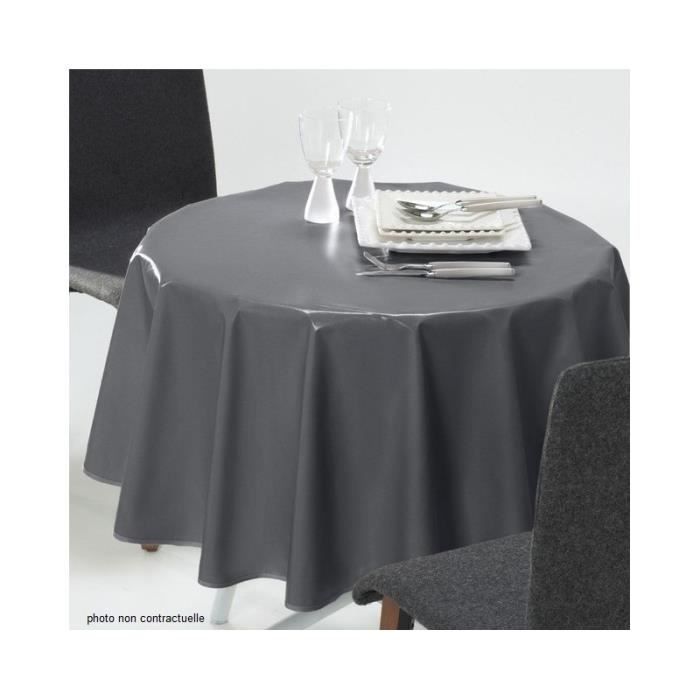 Nappe En Toile Ciree Ronde 180 Cm Gourmandise Gris Fonce Mat Achat Vente Nappe De Table Cdiscount