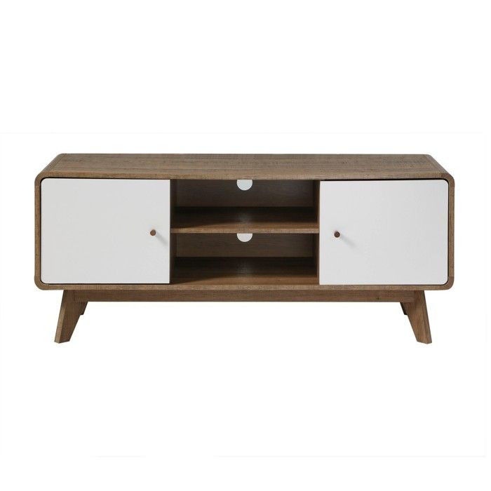 CALICOSY - Meuble TV 2 Portes et 2 Niches - ALBURA - Bois foncé CALICOSY - Meuble TV 2 Portes et 2 Niches - ALBURA - Bois foncé