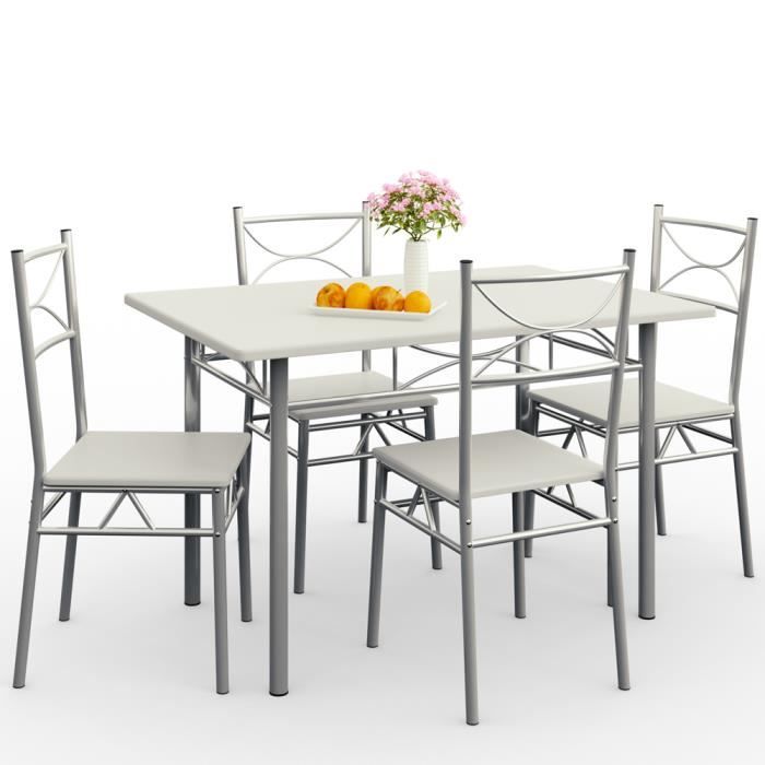 Ensemble table et chaises de salle à manger BERLIN, 5 pièces, Table de  salle à manger avec 4 chaises, Patins en plastique pour protéger le sol  acheter en ligne à bas prix