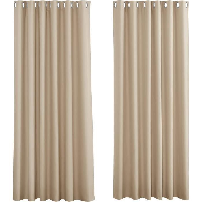 Deconovo Lot de 4 rideaux pour salon, bureau, hôtel, fenêtres, opaques avec isolation thermique, 140 x 240 cm, beige clair