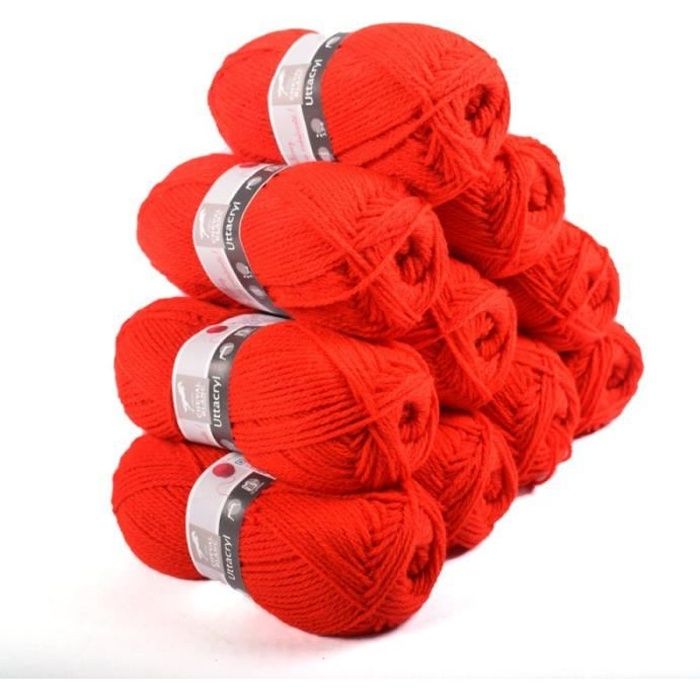 Lot de 2 pelotes de laine orange 60 % acrylique 40 % laine
