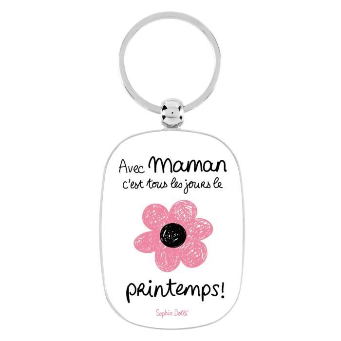 Porte-Clés Original AVEC MAMAN  PRINTEMPS - Porte-Clefs De Maison Idée  Cadeau Pour Femme Fête des Mères - Dlp Derrière La Porte Blanc blanc noir  rose - Cdiscount Bagagerie - Maroquinerie