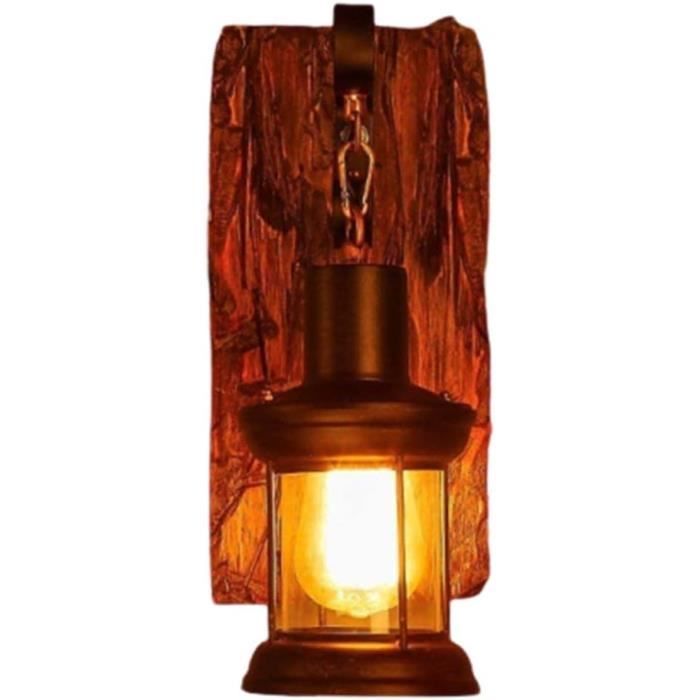 Luminaire Murale Vintage Industriel En Bois & Métal - Applique Rétro E27 Pour Restaurant, Bar, Café Ou Salon