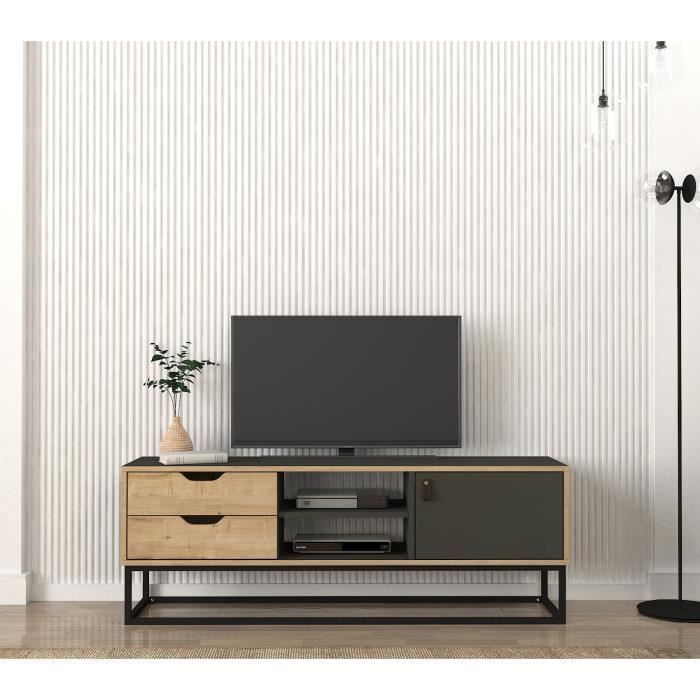 meuble tv - emob - tera home - 150 cm - anthracite - contemporain