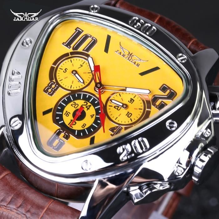 Original JARAGAR Hommes Montre Triangle Grande Cadran Luxe Fameux