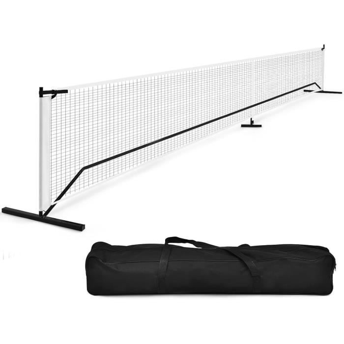 Système Filet De Pickleball Amovible 2 En 1 22FT + 11FT - Métal Stable Et Polyéthylène Résistant Toutes Conditions