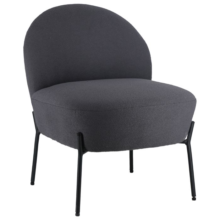 Fauteuil en tissu boucle gris HELMI Fauteuil en tissu boucle gris HELMI