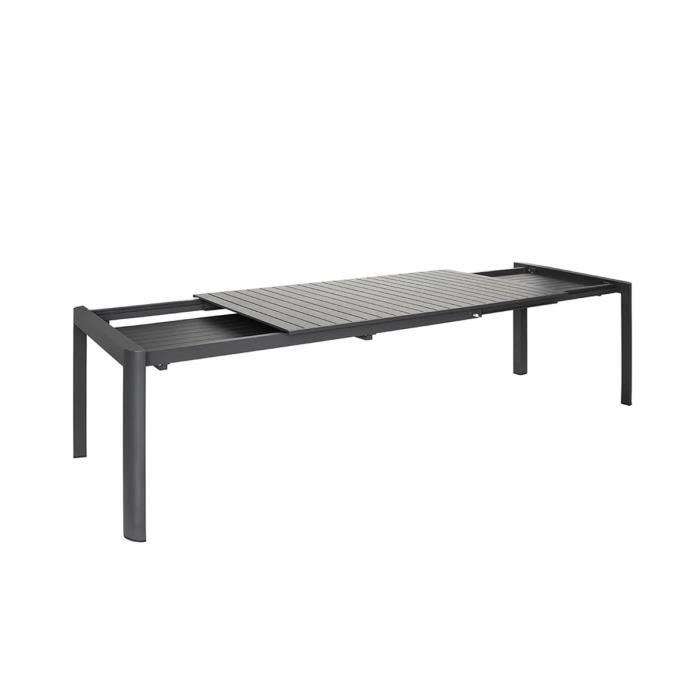 table rectangulaire extensible 8/10/12 personnes - anthracite - 180/240/300 x 100 x 76 cm