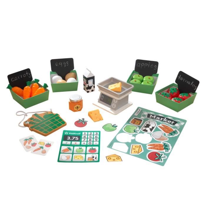 Pack de jeu du marché fermier KidKraft 34 pcs - Développez l'indépendance et les connaissances agricoles des enfants