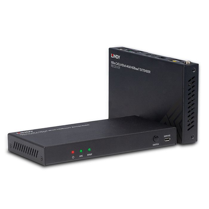 LINDY Extendeur HDMI 4K60 sur RJ45 HDBaseT jusquà 100m - Audio / IR / RS232