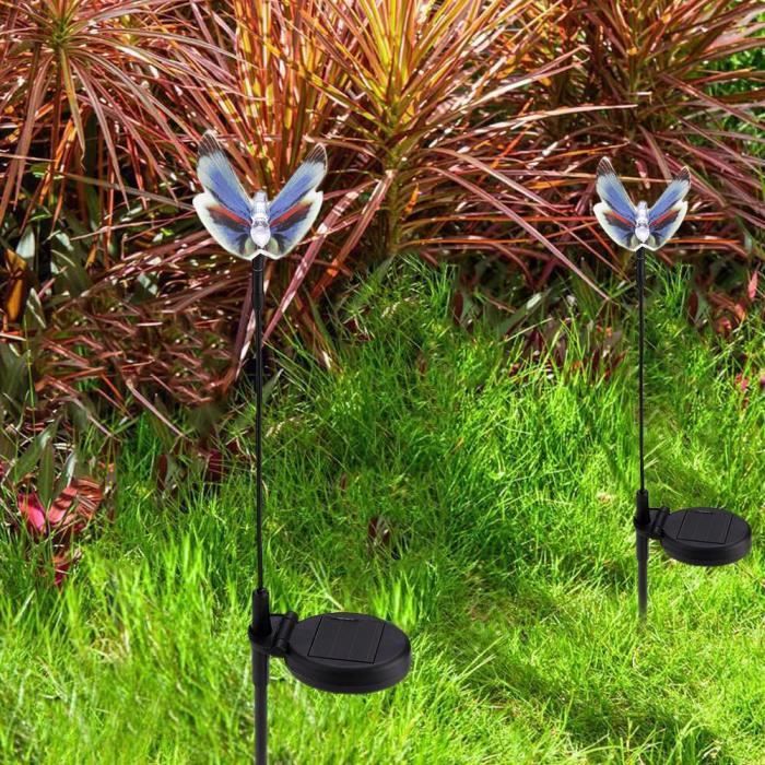 minifinker lampe solaire de cour lampe de pelouse multicolore à led papillon, étanche, à énergie solaire, contrôle jardin lanterne