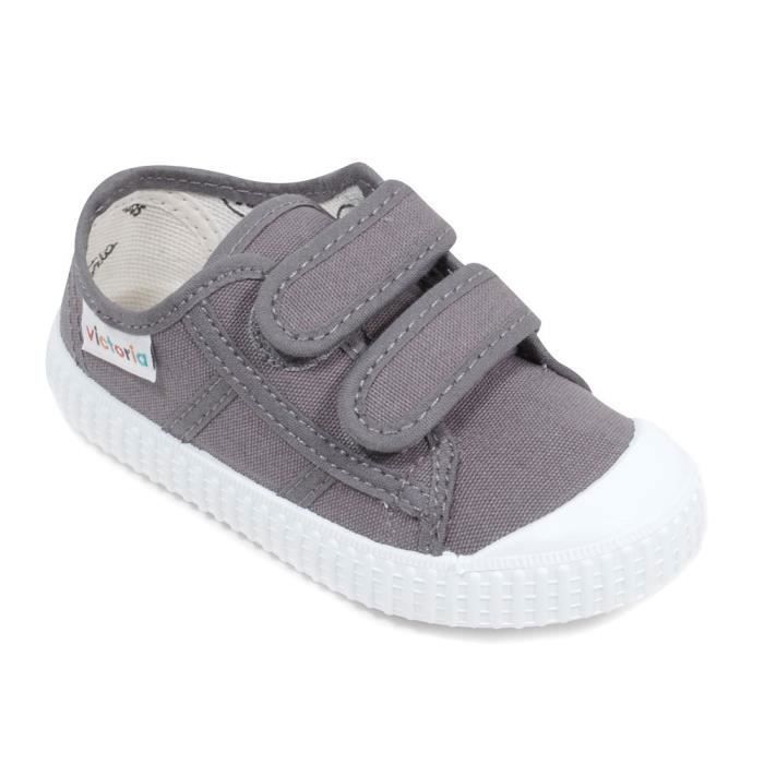 Victoria VICTORIA 36606 Baskets toile enfant Gris anthracite - Fermeture scratch - Tige textile
