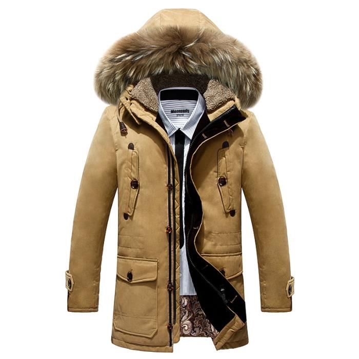 Parka Homme Manteau de fourrure ?� capuchon Hive kaki - Cdiscount Pr??t-?�-Porter