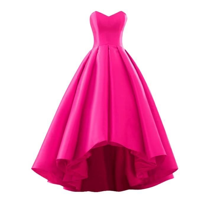Robe De Soiree Bal Femme Longue Trapeze Plissee Princesse Asymetrique Bustier Sans Manche Lacet Pour Mariage Fushia Rouge Achat Vente Robe De Ceremonie Cdiscount