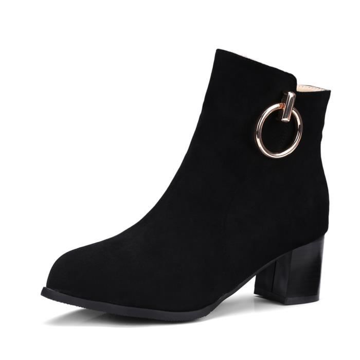 Oaleen Bottines Hiver Femme Elegante Suede Talon Moyen Bloc Chaussures Boots Soiree Mariage Noir 46 Noire Achat Vente Bottine Cdiscount