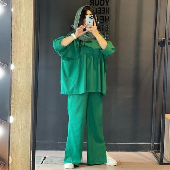 Ensemble de Vetements Femme Grande taille ample respirant de haute qualite a taille haute Vert xumengxin Vert Cdiscount Pret a Porter