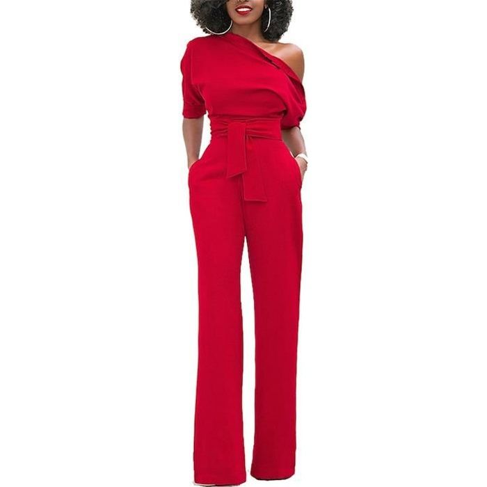 Combinaison pantalon rouge femme habillée top