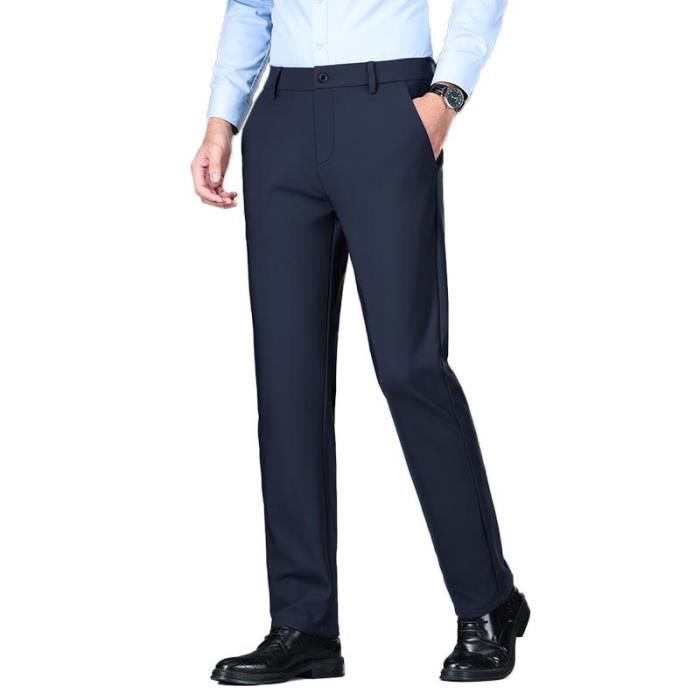 Pantalon Costume Homme Coupe Ajustée Slim – Élégant, Confortable Et Tendance, Taille Haute, Jambe Droite Unie