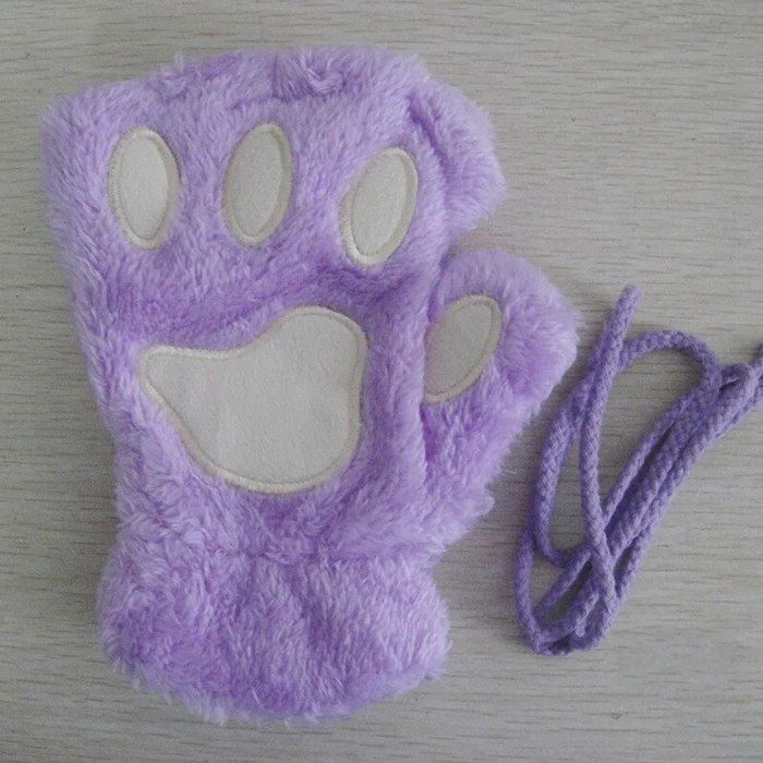EQLEF Gants Chat Sans Doigts | Mitaines Pattes De Chat | Peluche Douce | Chauds Pour Hiver | Cosplay Femme/Fille