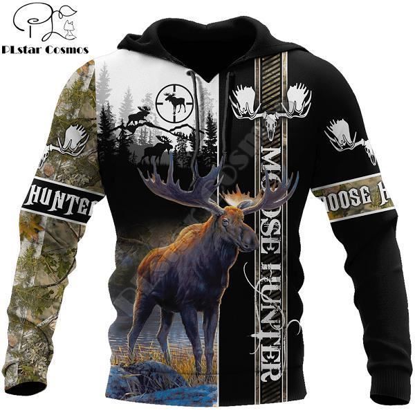 Sweatshirt homme oversize Belle chasse l orignal 3D imprim