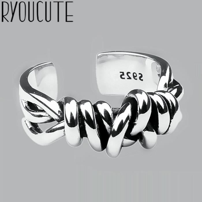 Bague Vintage Argent Rhodié à 5 Anneaux Mobiles - Taille 53 (environ), Bijou Fantaisie Déco